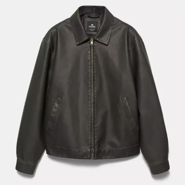 Chaqueta de piel sintética lavada